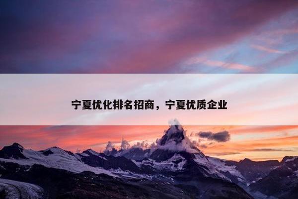 宁夏优化排名招商，宁夏优质企业