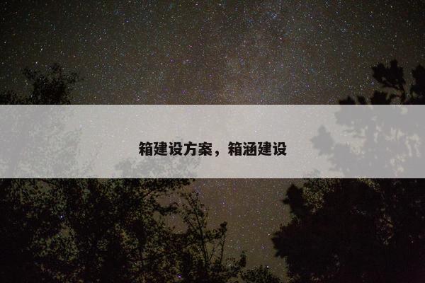箱建设方案，箱涵建设