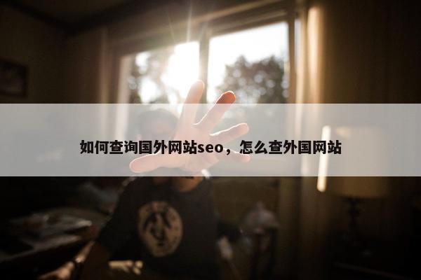 如何查询国外网站seo，怎么查外国网站