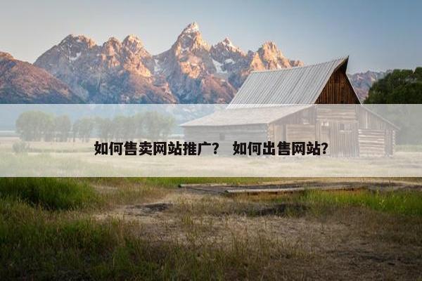 如何售卖网站推广？ 如何出售网站？