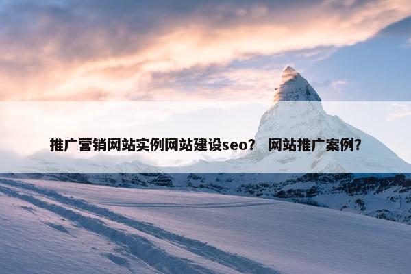 推广营销网站实例网站建设seo？ 网站推广案例？