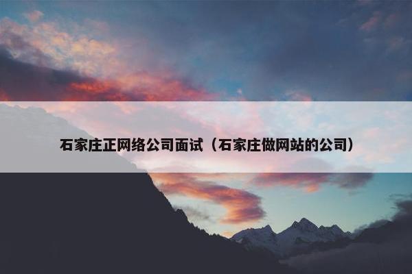 石家庄正网络公司面试（石家庄做网站的公司）