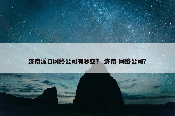 济南泺口网络公司有哪些？ 济南 网络公司？