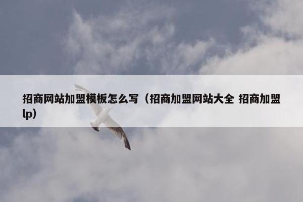 招商网站加盟模板怎么写（招商加盟网站大全 招商加盟lp）