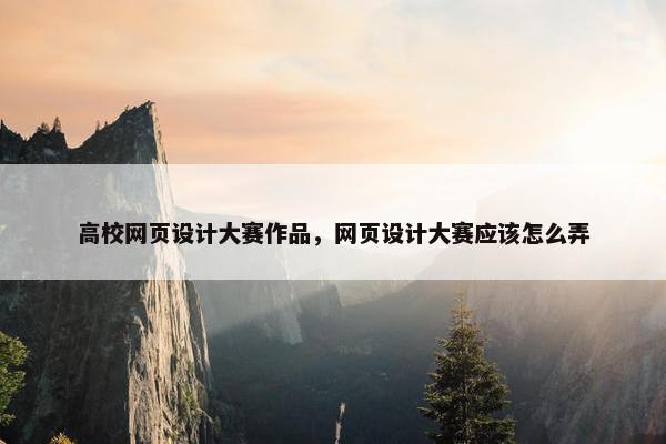 高校网页设计大赛作品，网页设计大赛应该怎么弄