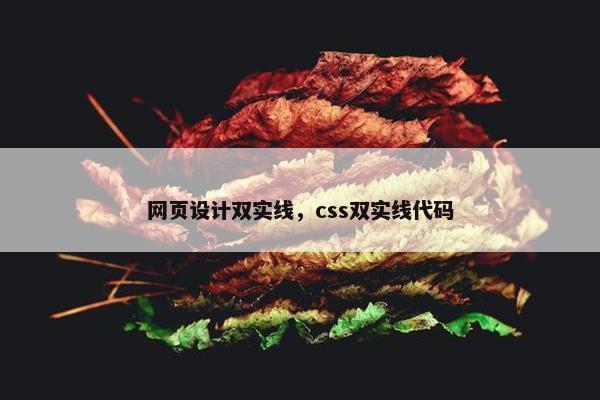 网页设计双实线，css双实线代码