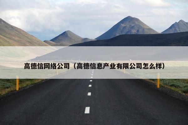 高德信网络公司（高德信息产业有限公司怎么样）