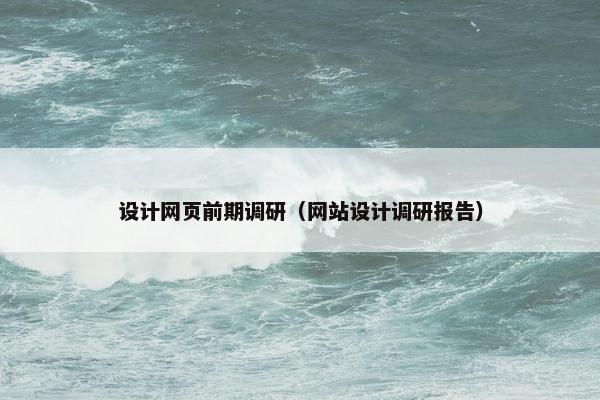 设计网页前期调研（网站设计调研报告）