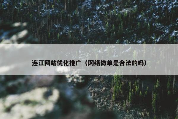 连江网站优化推广（网络做单是合法的吗）