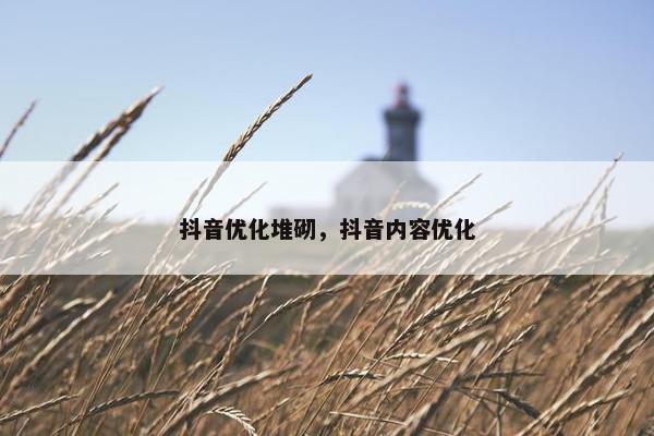 抖音优化堆砌，抖音内容优化