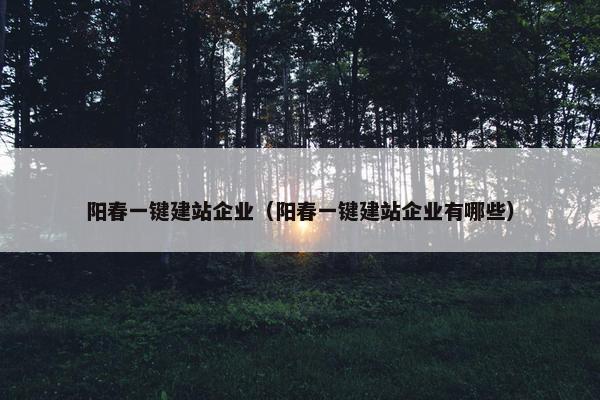 阳春一键建站企业（阳春一键建站企业有哪些）
