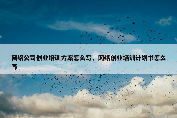网络公司创业培训方案怎么写，网络创业培训计划书怎么写