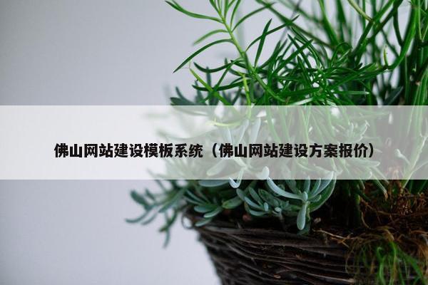 佛山网站建设模板系统（佛山网站建设方案报价）