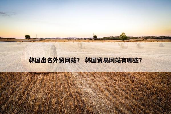 韩国出名外贸网站？ 韩国贸易网站有哪些？