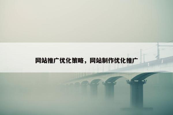 网站推广优化策略，网站制作优化推广