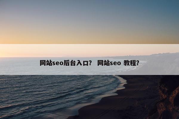 网站seo后台入口？ 网站seo 教程？