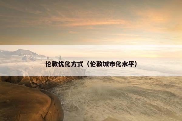 伦敦优化方式（伦敦城市化水平）