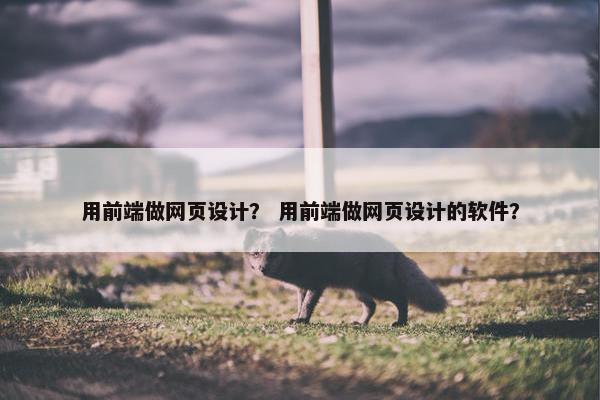 用前端做网页设计？ 用前端做网页设计的软件？