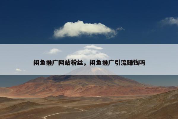 闲鱼推广网站粉丝，闲鱼推广引流赚钱吗