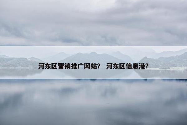 河东区营销推广网站？ 河东区信息港？