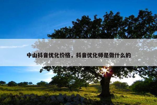 中山抖音优化价格，抖音优化师是做什么的