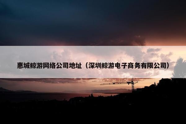 惠城鲸游网络公司地址（深圳鲸游电子商务有限公司）