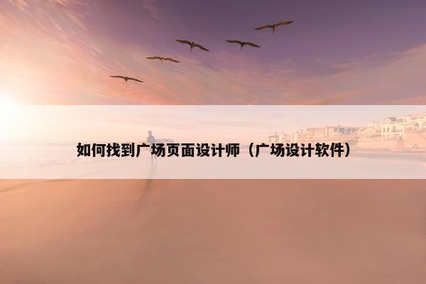 如何找到广场页面设计师（广场设计软件）