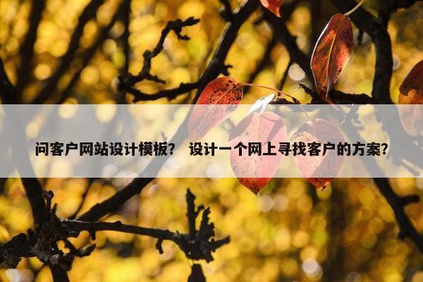 问客户网站设计模板？ 设计一个网上寻找客户的方案？