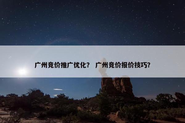 广州竞价推广优化？ 广州竞价报价技巧？