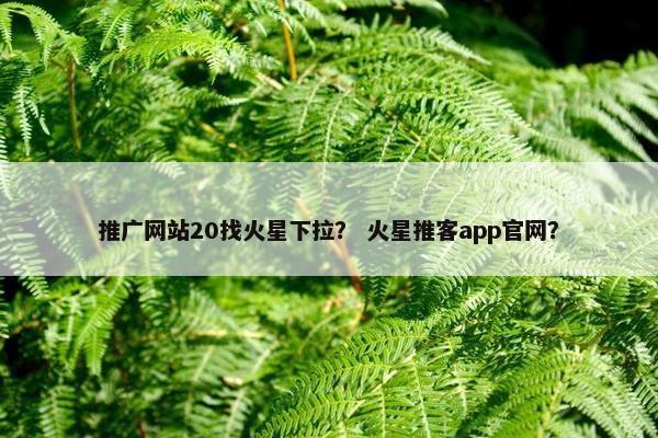 推广网站20找火星下拉？ 火星推客app官网？