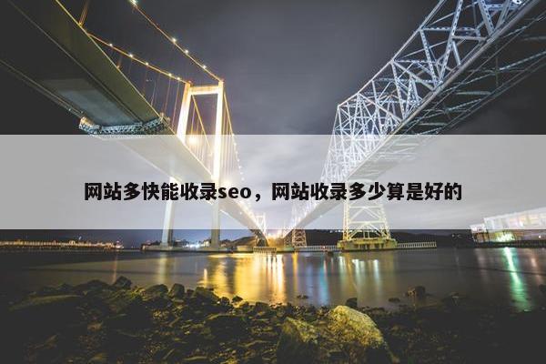 网站多快能收录seo，网站收录多少算是好的