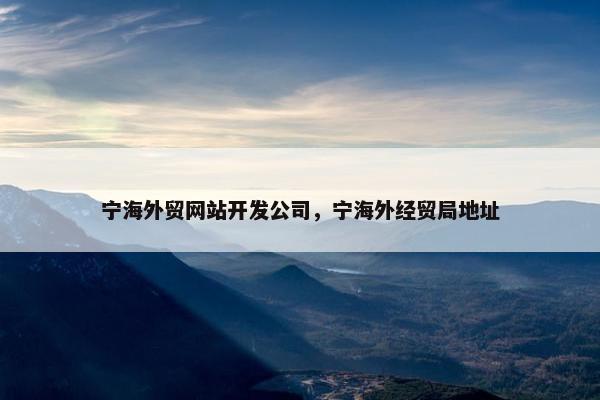 宁海外贸网站开发公司，宁海外经贸局地址