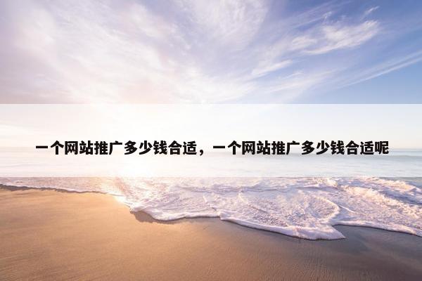 一个网站推广多少钱合适，一个网站推广多少钱合适呢