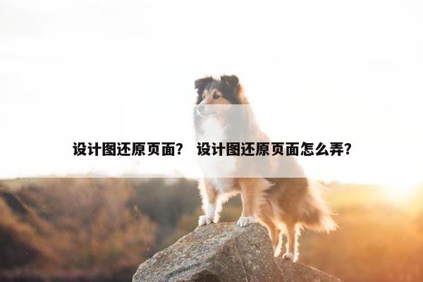 设计图还原页面？ 设计图还原页面怎么弄？
