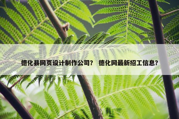 德化县网页设计制作公司？ 德化网最新招工信息？