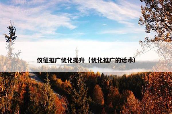 仪征推广优化提升（优化推广的话术）