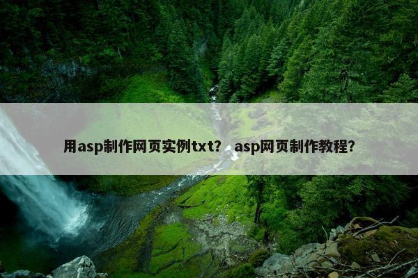 用asp制作网页实例txt？ asp网页制作教程？