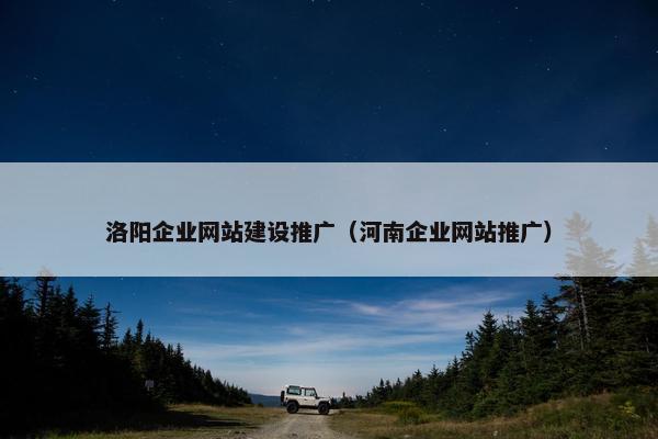 洛阳企业网站建设推广（河南企业网站推广）