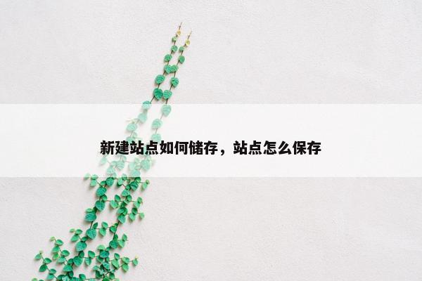 新建站点如何储存，站点怎么保存