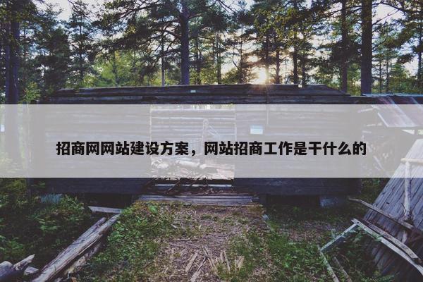 招商网网站建设方案，网站招商工作是干什么的
