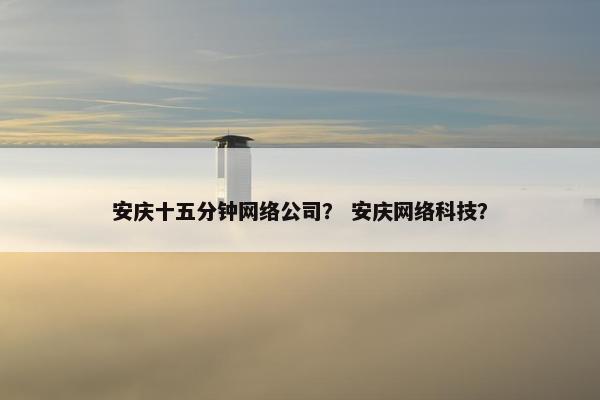 安庆十五分钟网络公司？ 安庆网络科技？
