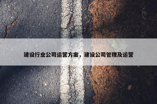 建设行业公司运营方案，建设公司管理及运营