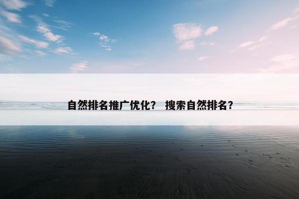 自然排名推广优化？ 搜索自然排名？