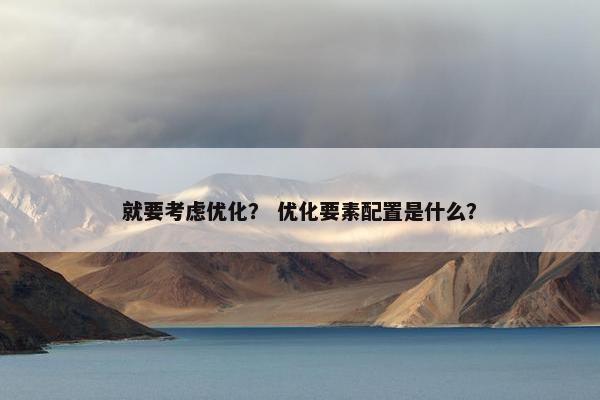 就要考虑优化？ 优化要素配置是什么？