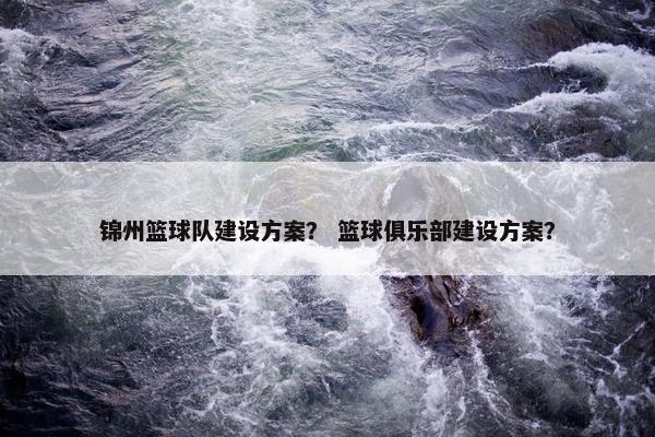 锦州篮球队建设方案？ 篮球俱乐部建设方案？