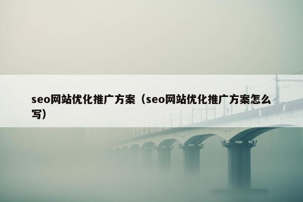 seo网站优化推广方案（seo网站优化推广方案怎么写）