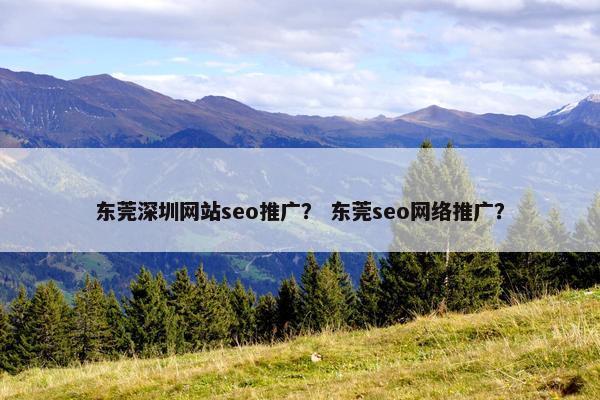 东莞深圳网站seo推广？ 东莞seo网络推广？