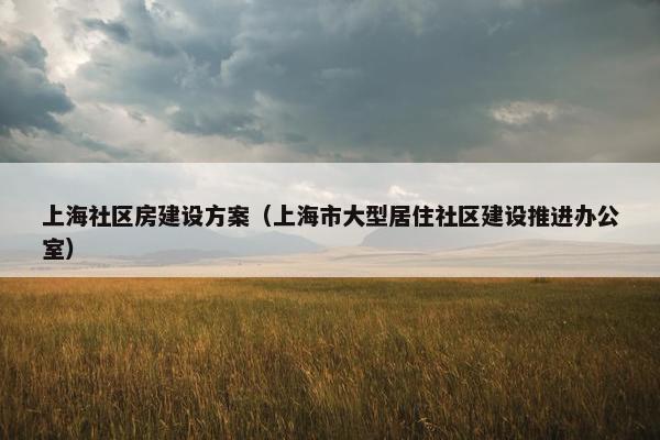 上海社区房建设方案（上海市大型居住社区建设推进办公室）