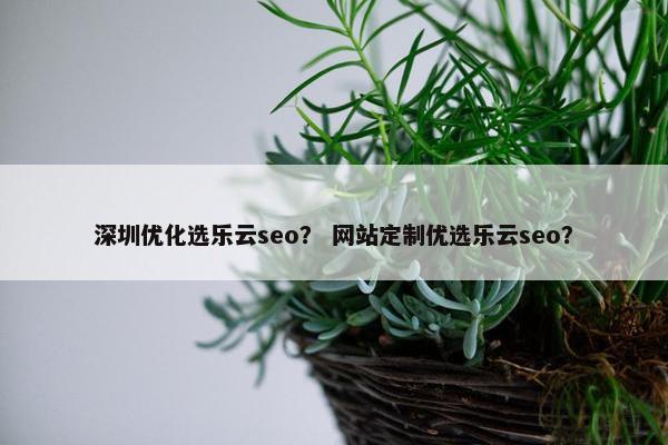 深圳优化选乐云seo？ 网站定制优选乐云seo？
