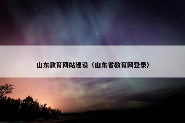山东教育网站建设（山东省教育网登录）